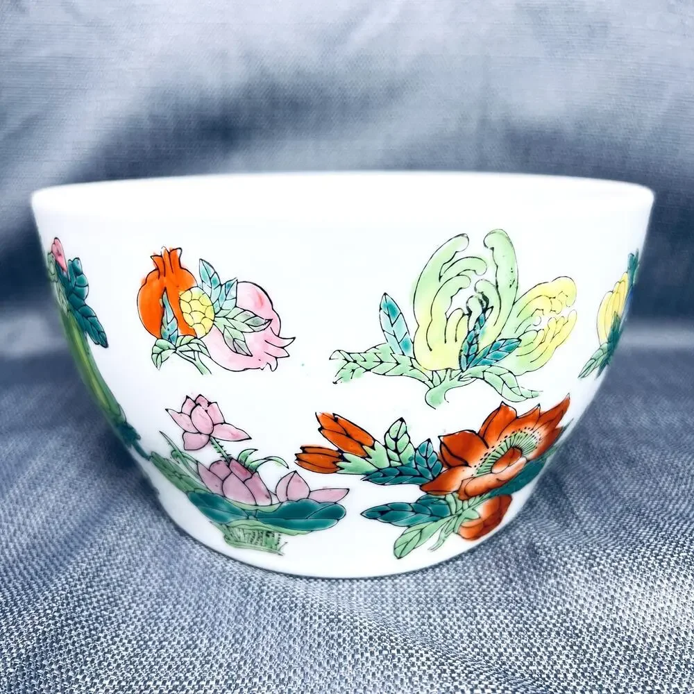 Canton Ceramic Bowl Chic Porcelain Garden Butterfly Boho Cottagecore Decor